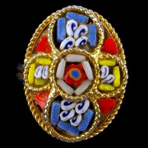 Vintage 1960s Italian Mosaic Ring size 6-8 (Adjustable)